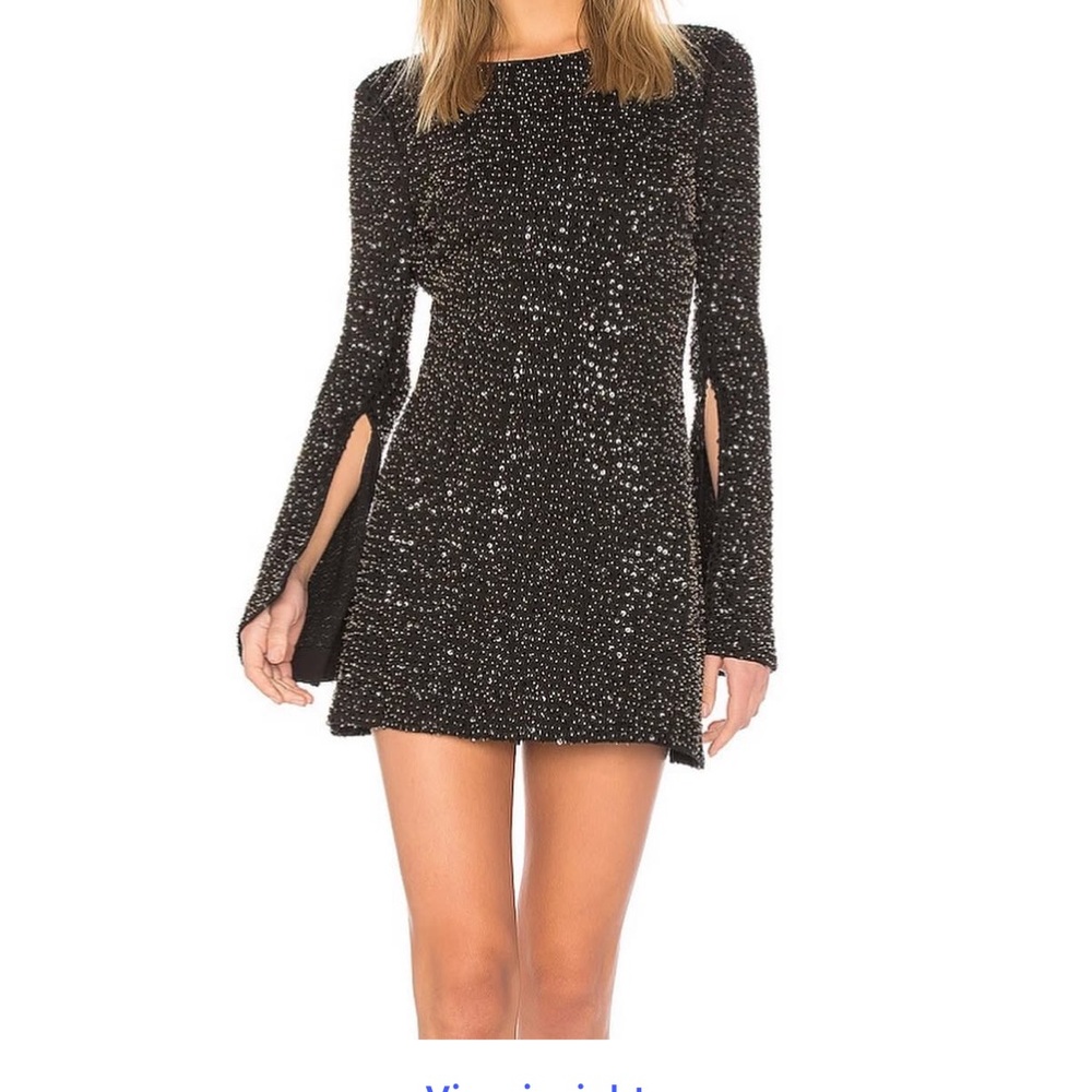 NBD Smyth Black Sparkle Long-Sleeve Mini Dress